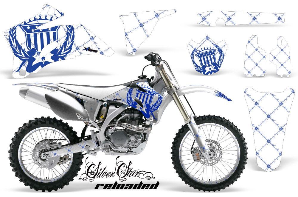 Yamaha YZ 250F 450F 02-09 Graphics Kit Reloaded Blue WHITEBG NPs